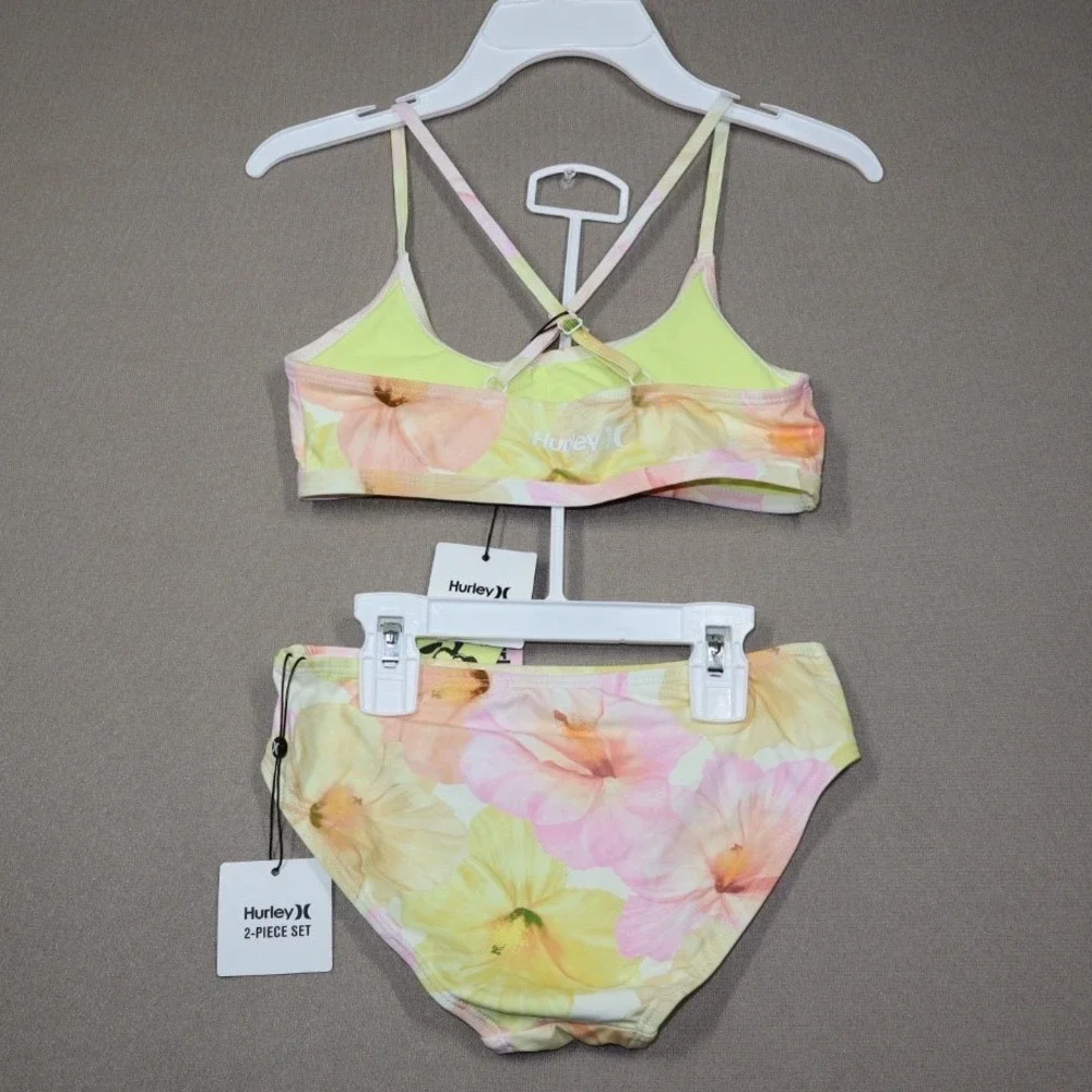 Hurley Girls' Carissa Moore Bikini in Aloha Hibiscus, Nylon, Size Medium‎